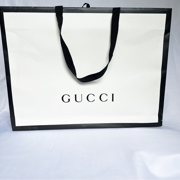 GUCCI Large Black White Paper Boutique Shopping Bag - Picture 4 of 6